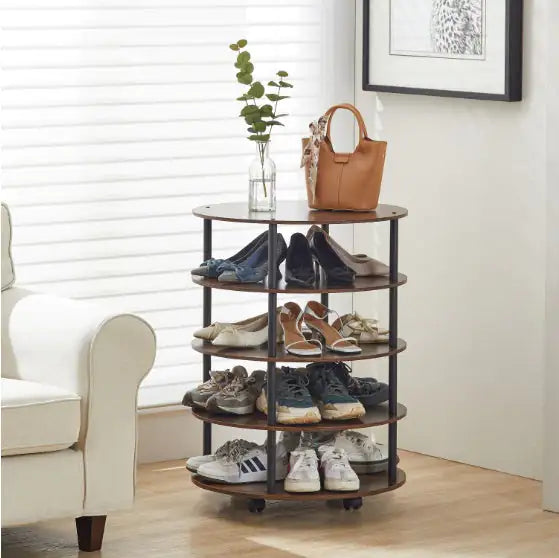 5-tier Round Wheeled Swivel Shoe Rack