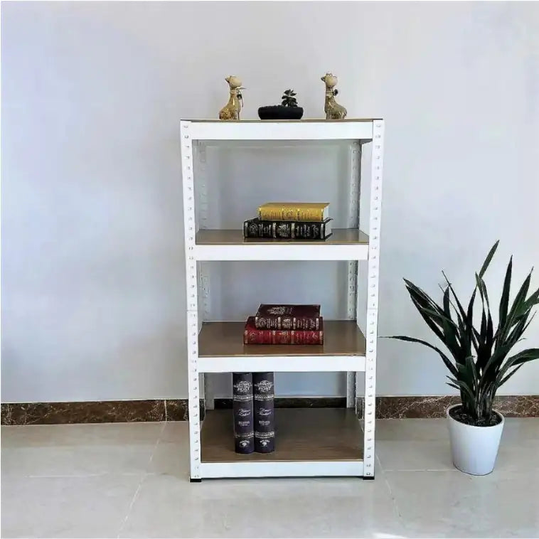 Heavy Duty 4 Tier Steel Garage Storage Rack - White Adjustable