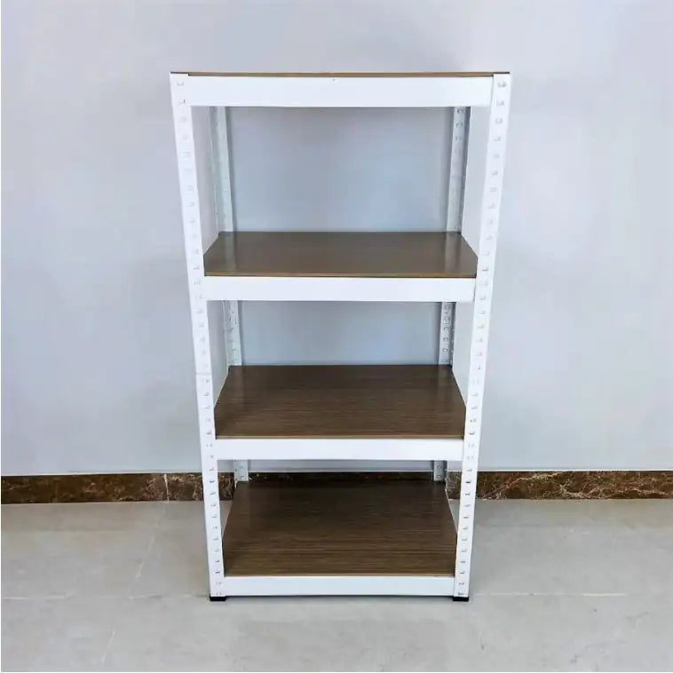 Heavy Duty 4 Tier Steel Garage Storage Rack - White Adjustable