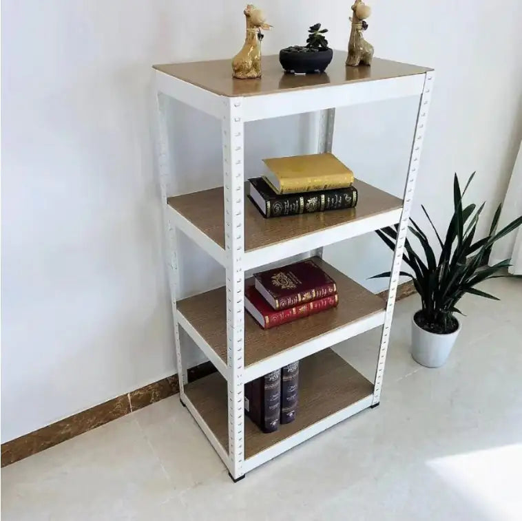 Heavy Duty 4 Tier Steel Garage Storage Rack - White Adjustable
