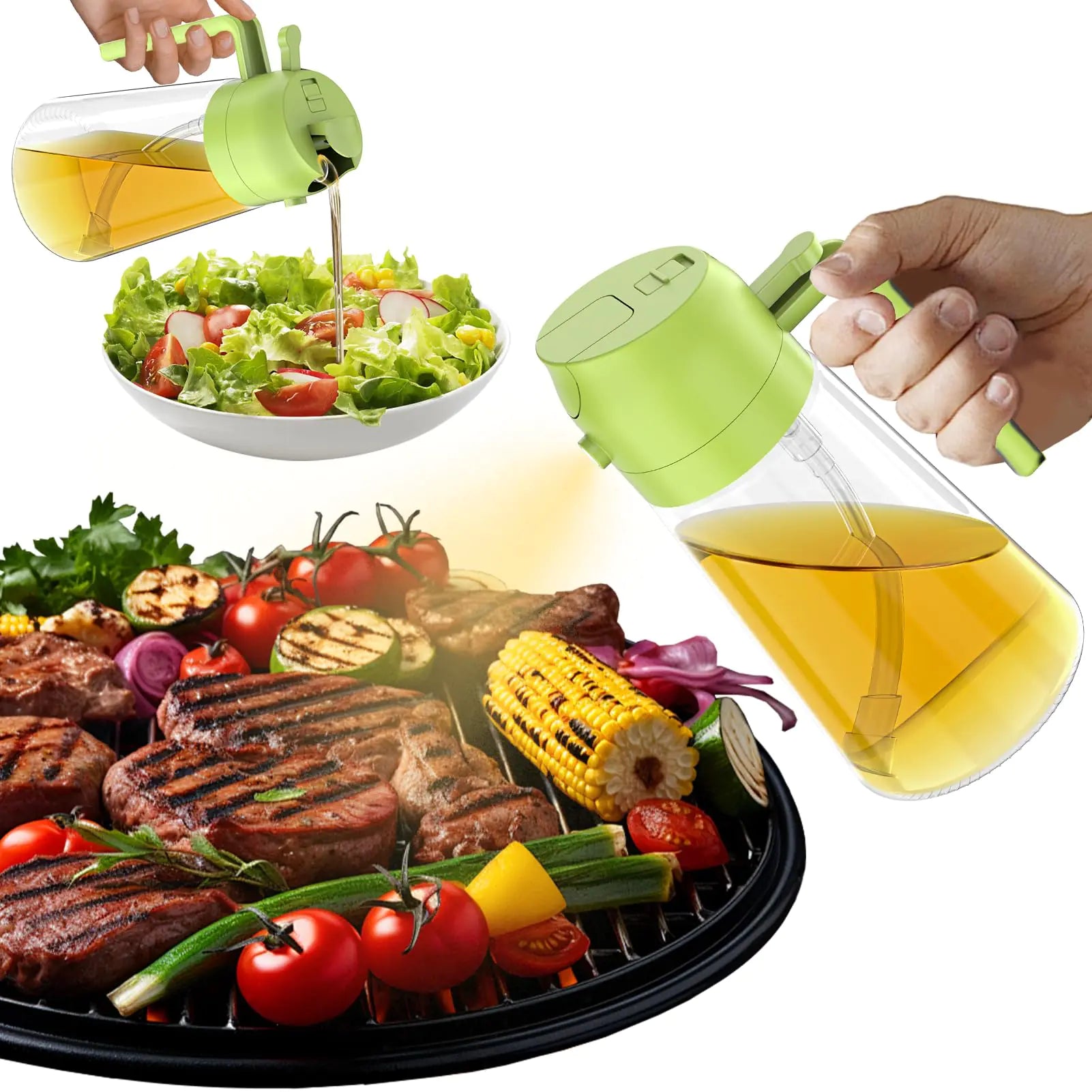 Oil Sprayer for Cooking 2 in 1 Oil Dispenser Bottle for Kitchen