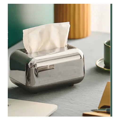 Cromado Chrome Tissue Box - Golden & Silver Finish 18x12x11cm