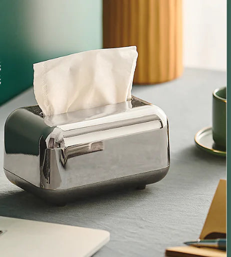 Cromado Chrome Tissue Box - Golden & Silver Finish 18x12x11cm