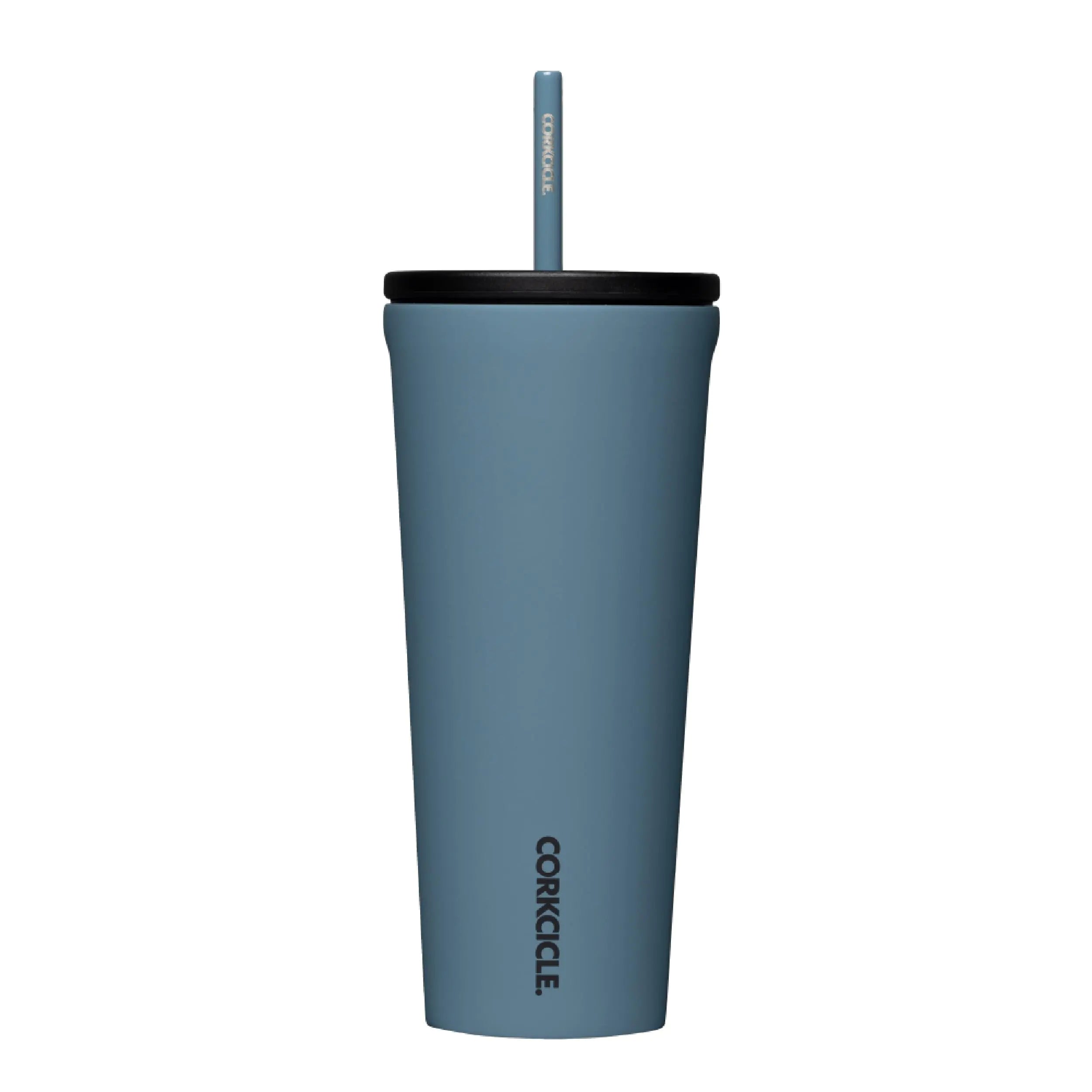 Corkcicle Cold Cup Insulated Tumbler with Lid and Straw Storm 24