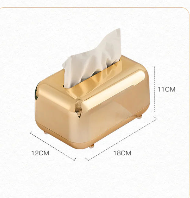 Cromado Chrome Tissue Box - Golden & Silver Finish 18x12x11cm
